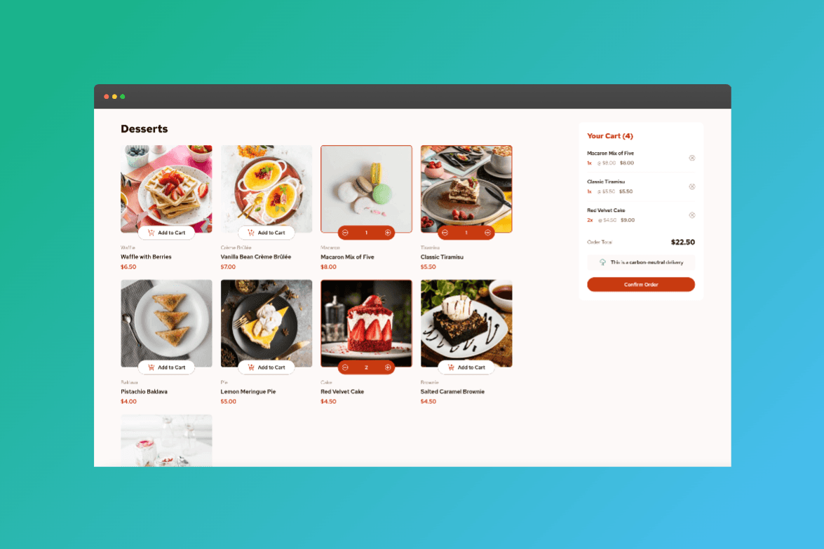 Product list with cart